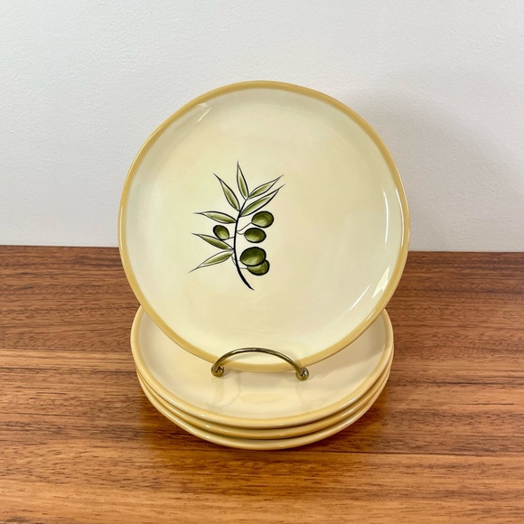 Pottery Barn Rustic Olive Side/Salad/Bread/Dessert Plates - Set of 4 - Picture 2 of 9